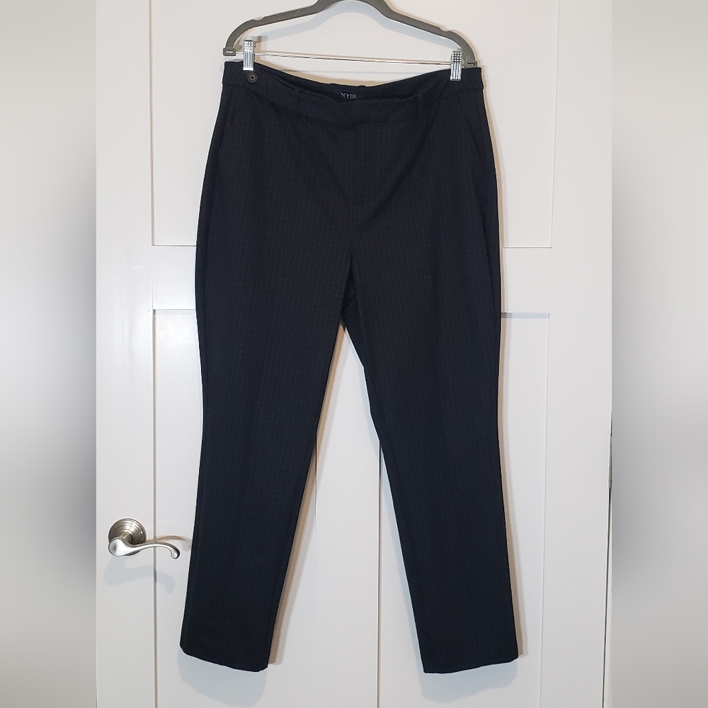 NYDJ Lift & Tuck Plaid Trousers Pants Pockets Checkered Size 16 High Waisted